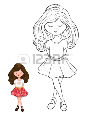 344x450 Cartoon Style Cute Little Child Full Body Standing Position