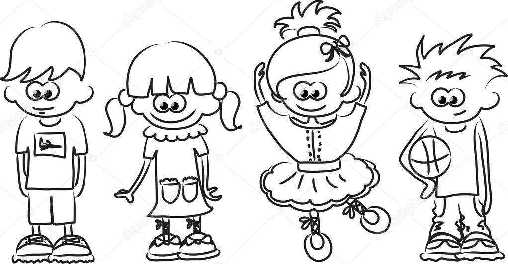 1022x532 Cartoon Drawings Of Children Stock Vector Virinaflora