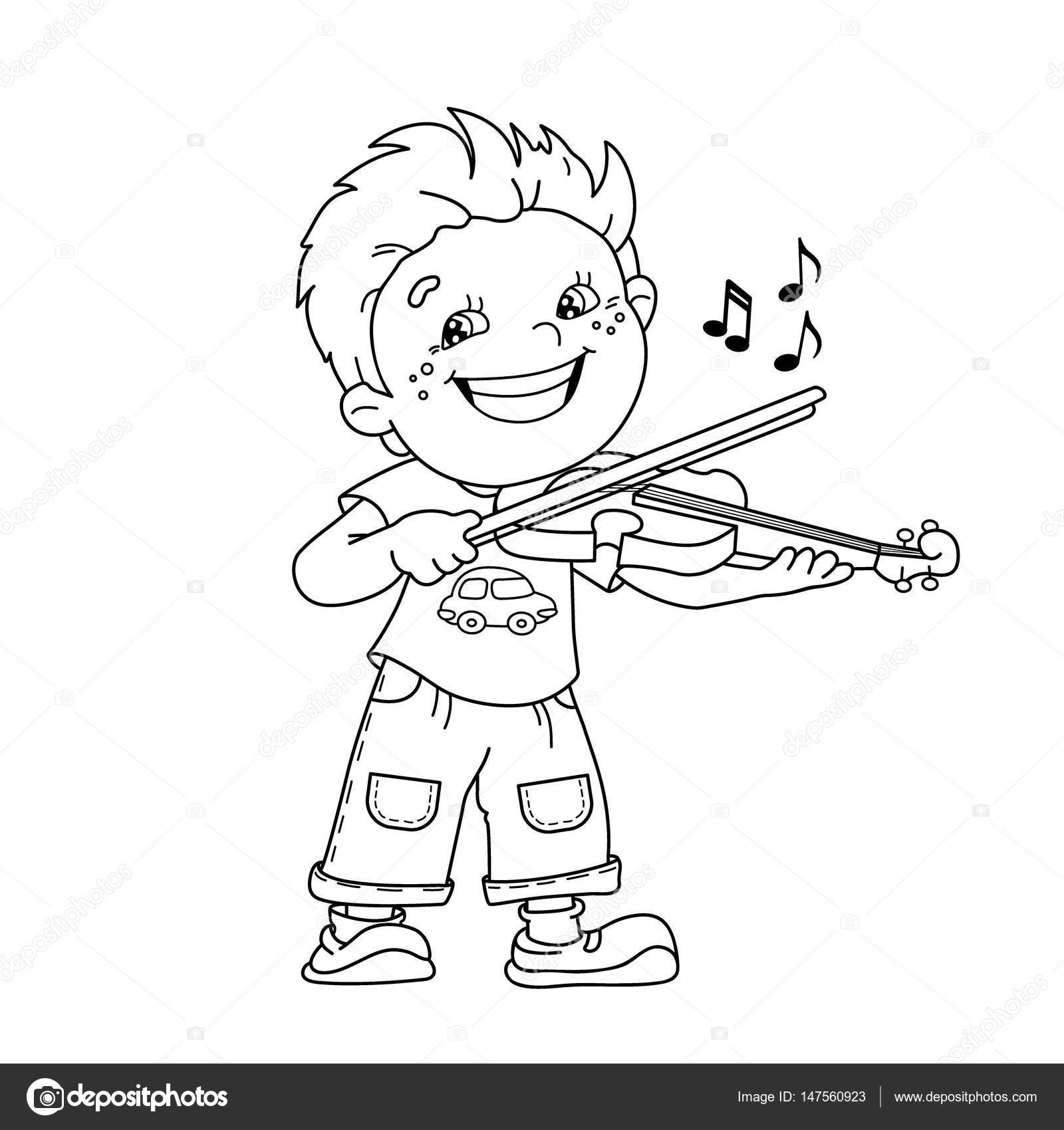 1600x1700 Coloring Page Outline Of Cartoon Boy Playing The Violin. Musical