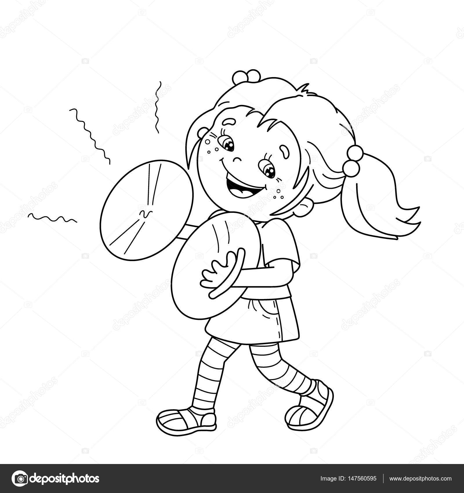 1600x1700 Coloring Page Outline Of Cartoon Girl Playing The Cymbals. Musical