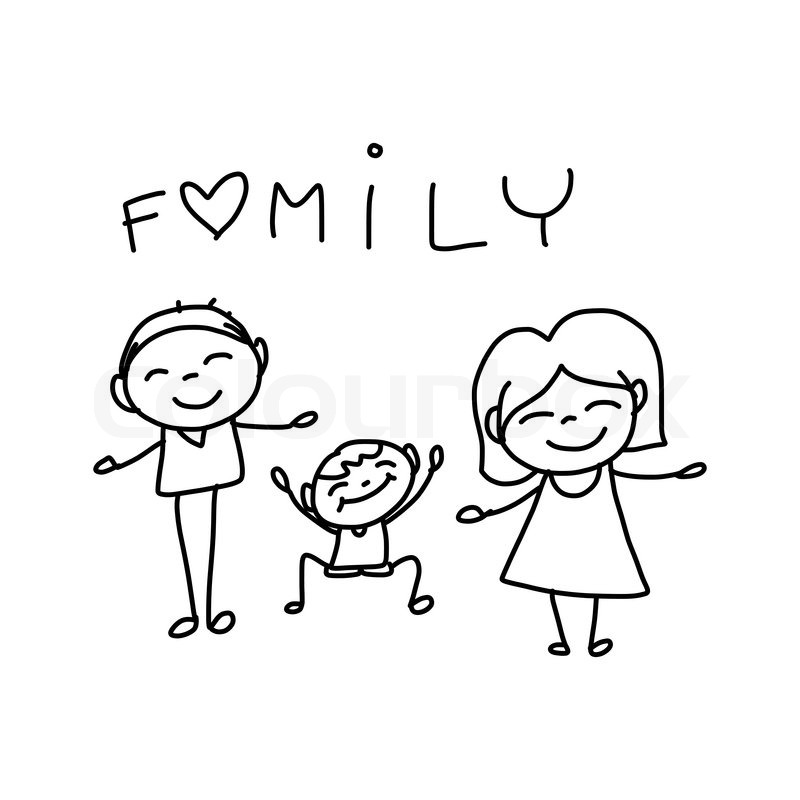 800x800 Hand Drawing Cartoon Character Happy Family Stock Vector Colourbox