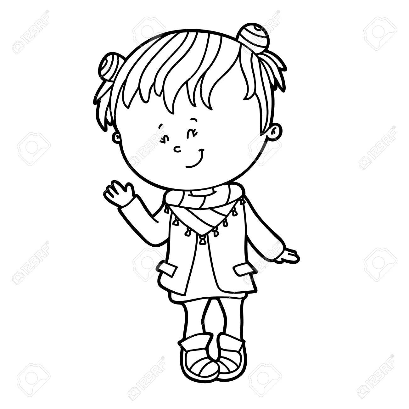 1300x1300 Vector Illustration Of Cute Cartoon Girl Character For Children
