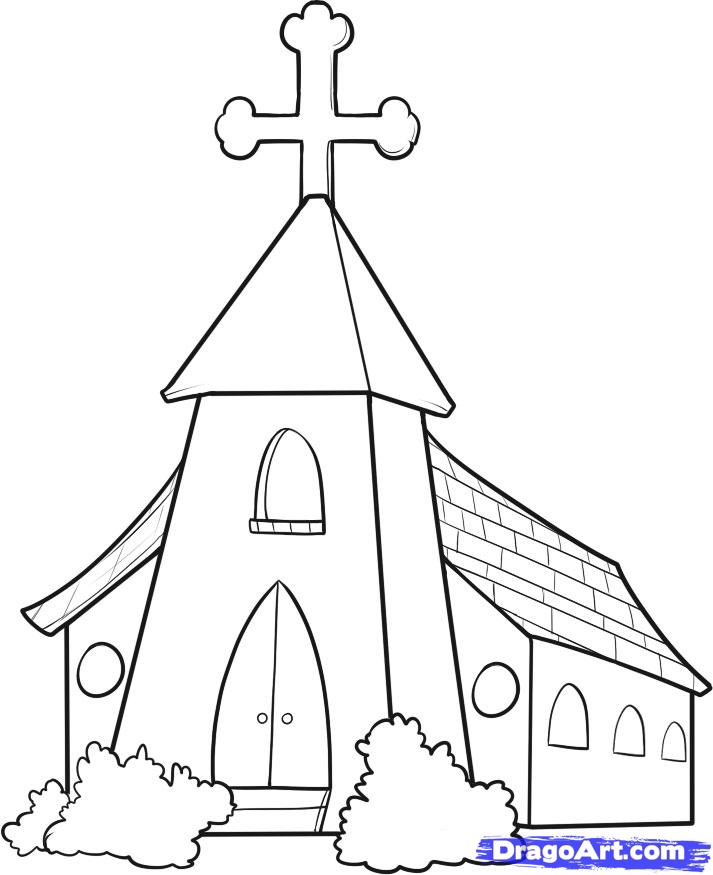 713x875 How To Draw A Church Step 7 Ideas Churches, Bible