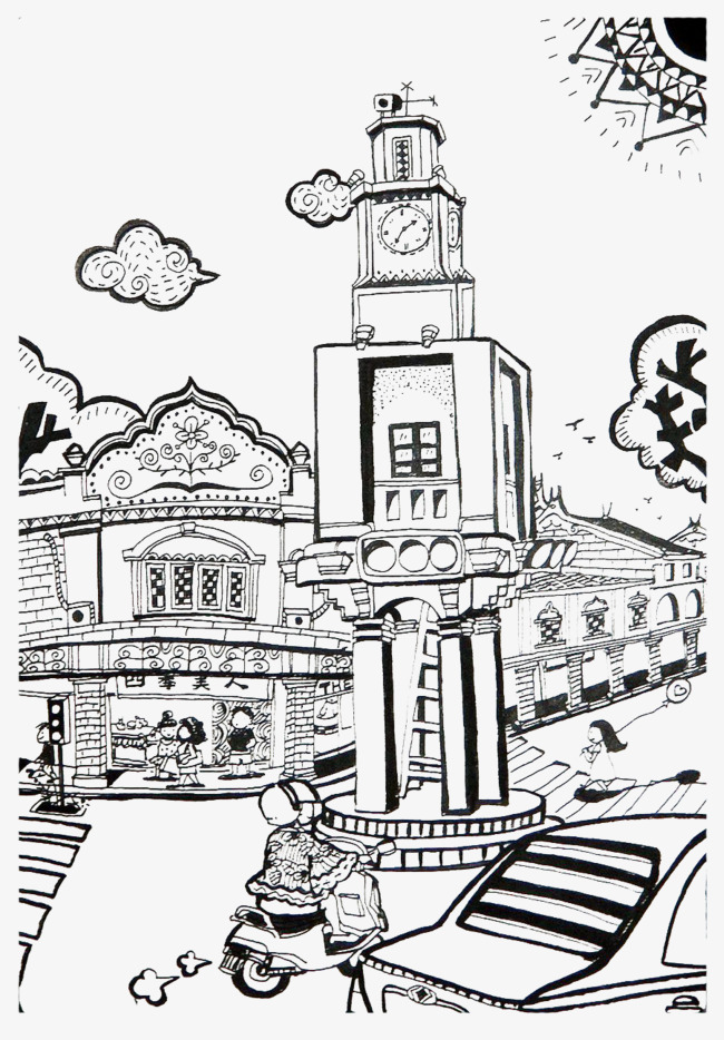 650x934 City Line Drawing, Silhouette, City, Line Drawing Png Image