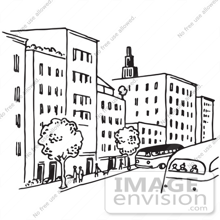 450x450 Clipart Of A City Street In Black And White