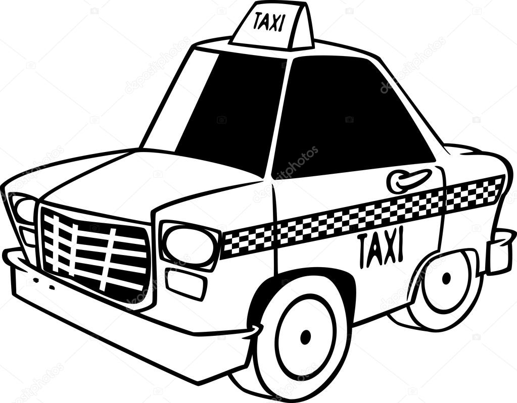 1023x798 Vector Of A Cartoon City Taxi Cab