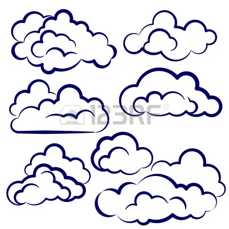450x450 Clouds Collection Sketch Cartoon Vector Illustration Royalty Free