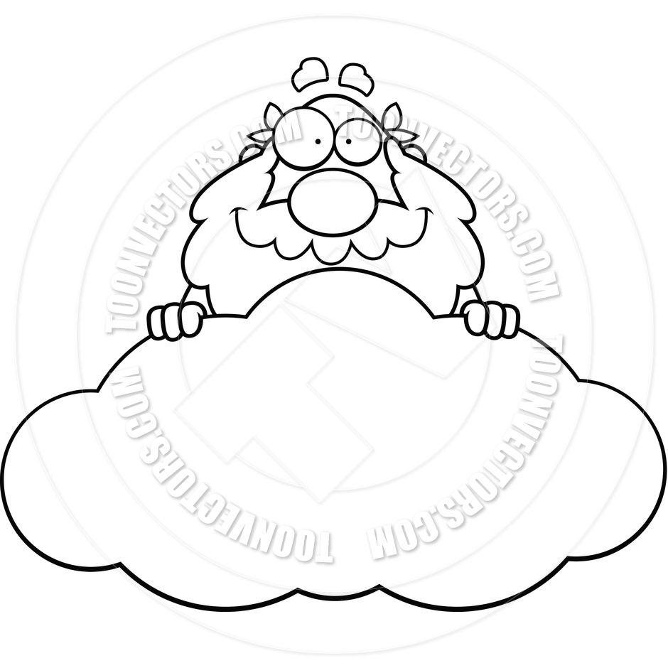 940x940 Cartoon God Cloud (Black And White Line Art) By Cory Thoman Toon