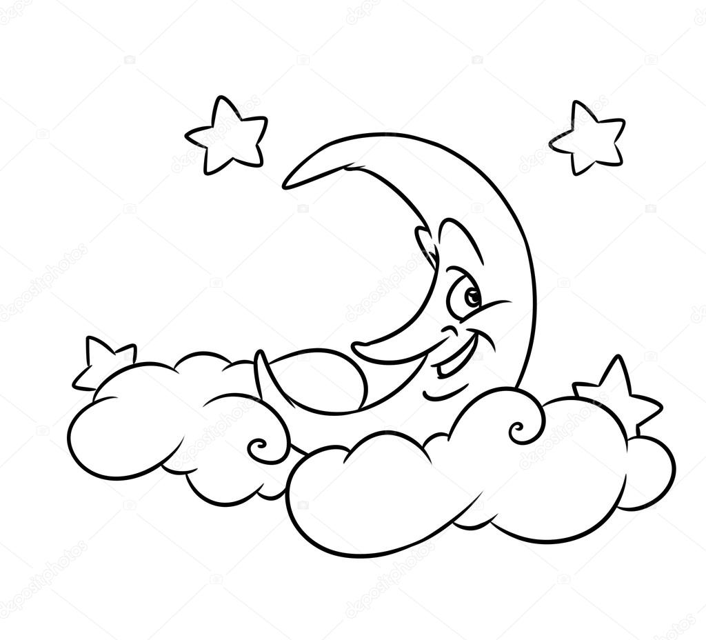 1024x928 Merry Month Clouds Stars Coloring Page Cartoon Stock Photo