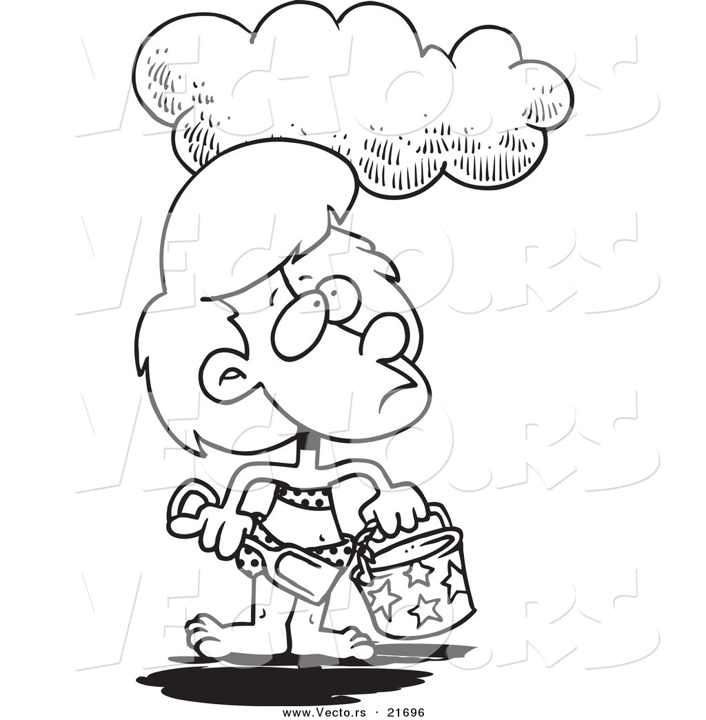 1024x1044 Vector Of A Cartoon Cloud Over A Girl