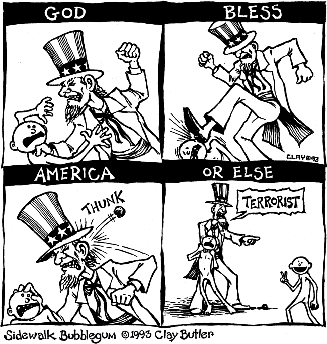 650x685 God Bless America, Or Else! Sidewalk Bubblegum Political Comic