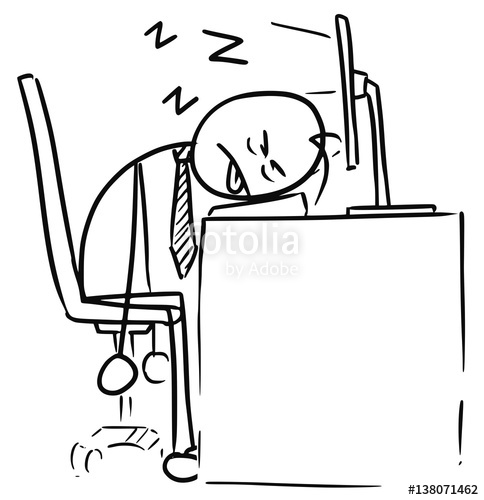 484x500 Cartoon Of Man Sleeping On The Computer Keyboard Stock Image