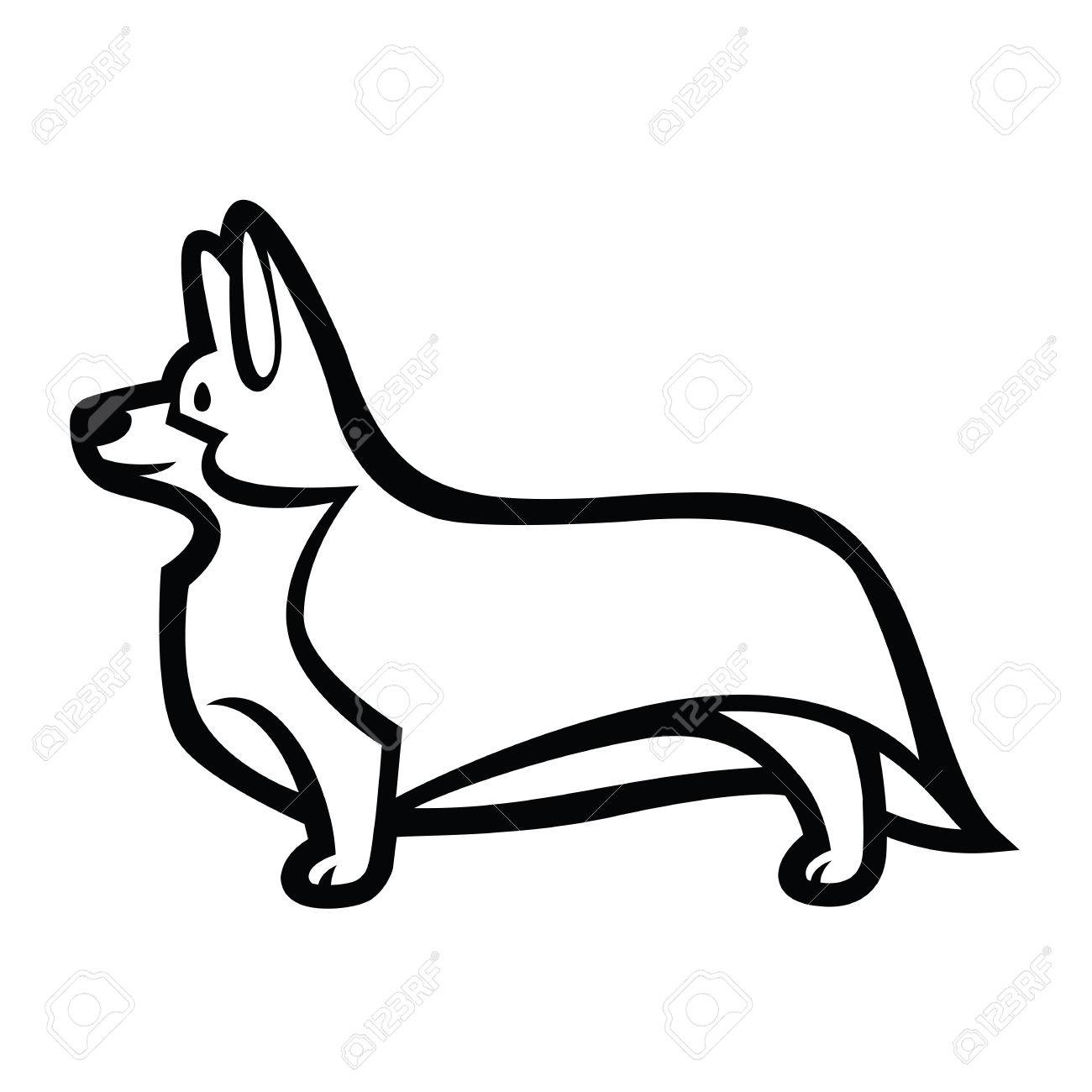 1300x1300 A Linear Vector Drawing Of Standing In Profile Dog Welsh Corgi