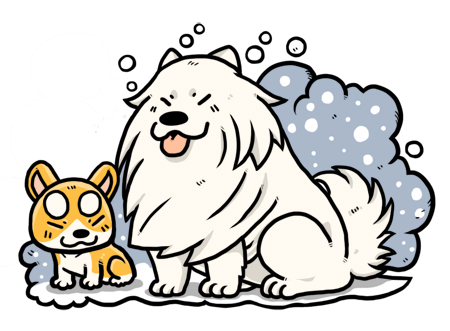 450x331 Samoyed And Corgi By Lalabang