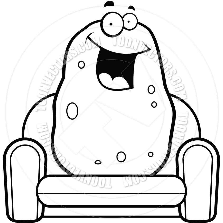940x940 Cartoon Couch Potato (Black And White Line Art) By Cory Thoman