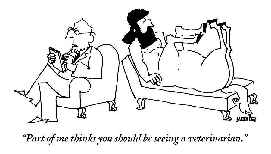 900x513 A Centaur Reclines On A Couch. His Psychiatrist Drawing By Ariel