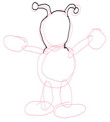 452x500 How To Draw A Cartoon Space Alien
