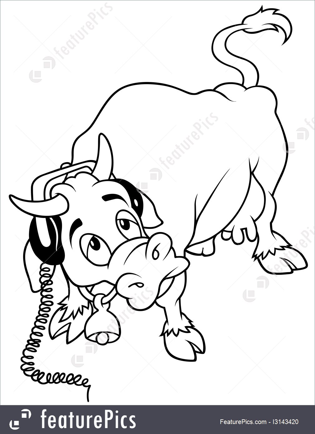 1010x1392 Cow With Headphones Illustration