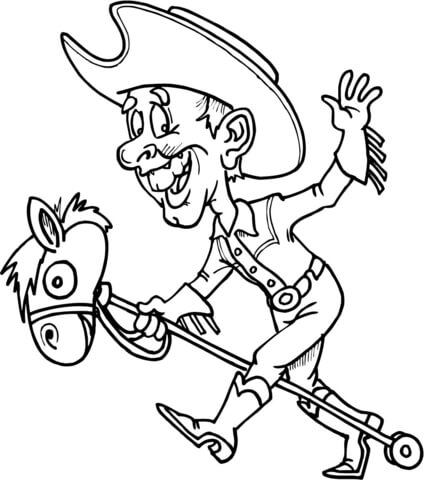 424x480 Cowboy On A Toy Horse Coloring Page Free Printable Coloring Pages