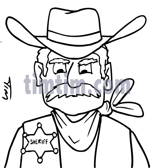 521x570 Free Drawing Of Cowboy Sheriff Bw From The Category Movies Amp Magic