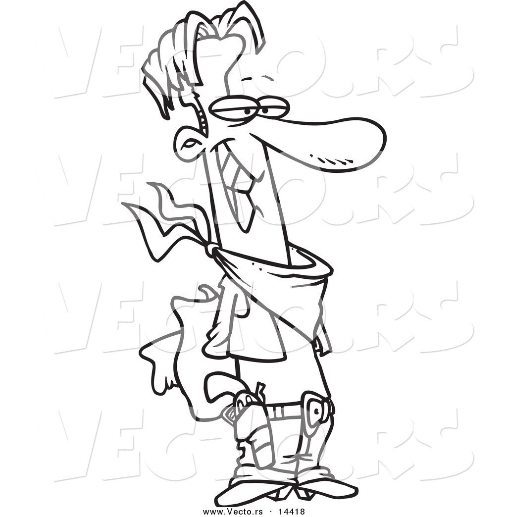 1024x1044 Vector Of A Cartoon Thankful Cowboy Holding His Hat Behind His