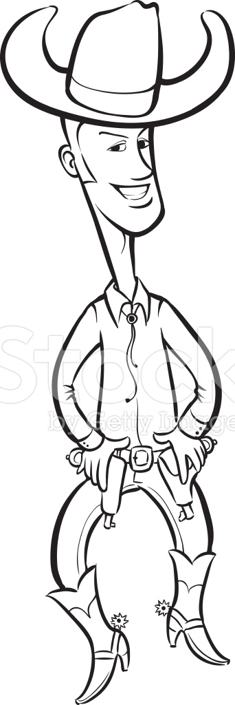 342x1024 Whiteboard Drawing Cartoon Cowboy Stock Vector