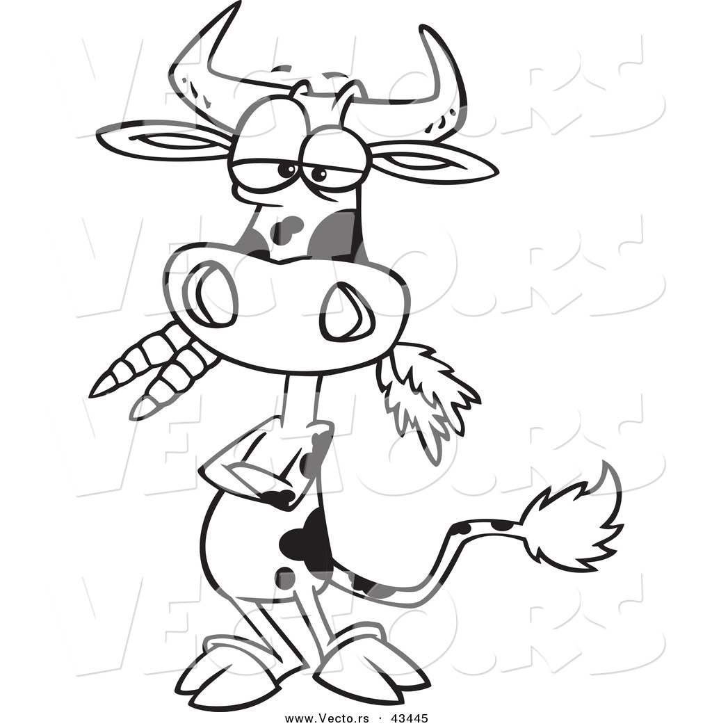 1024x1044 Vector Of A Cartoon Cow Eating Carrots With Arms Crossed