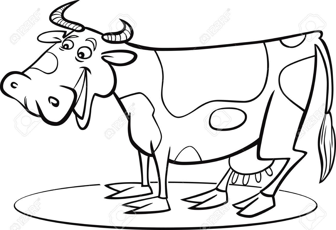1300x890 Coloring Page Illustration Of Funny Farm Cow Royalty Free Cliparts