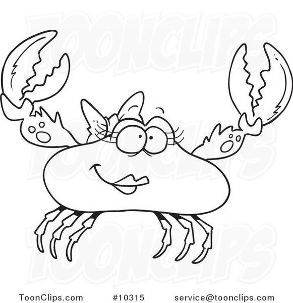 581x600 Cartoon Black And White Line Drawing Of A Female Crab