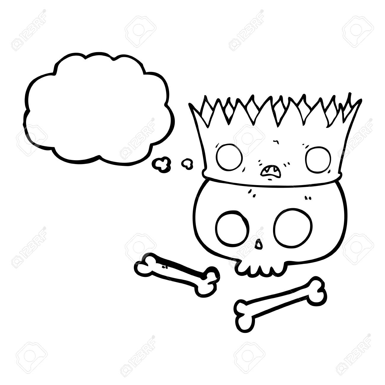 1300x1300 Freehand Drawn Thought Bubble Cartoon Magic Crown On Old Skull
