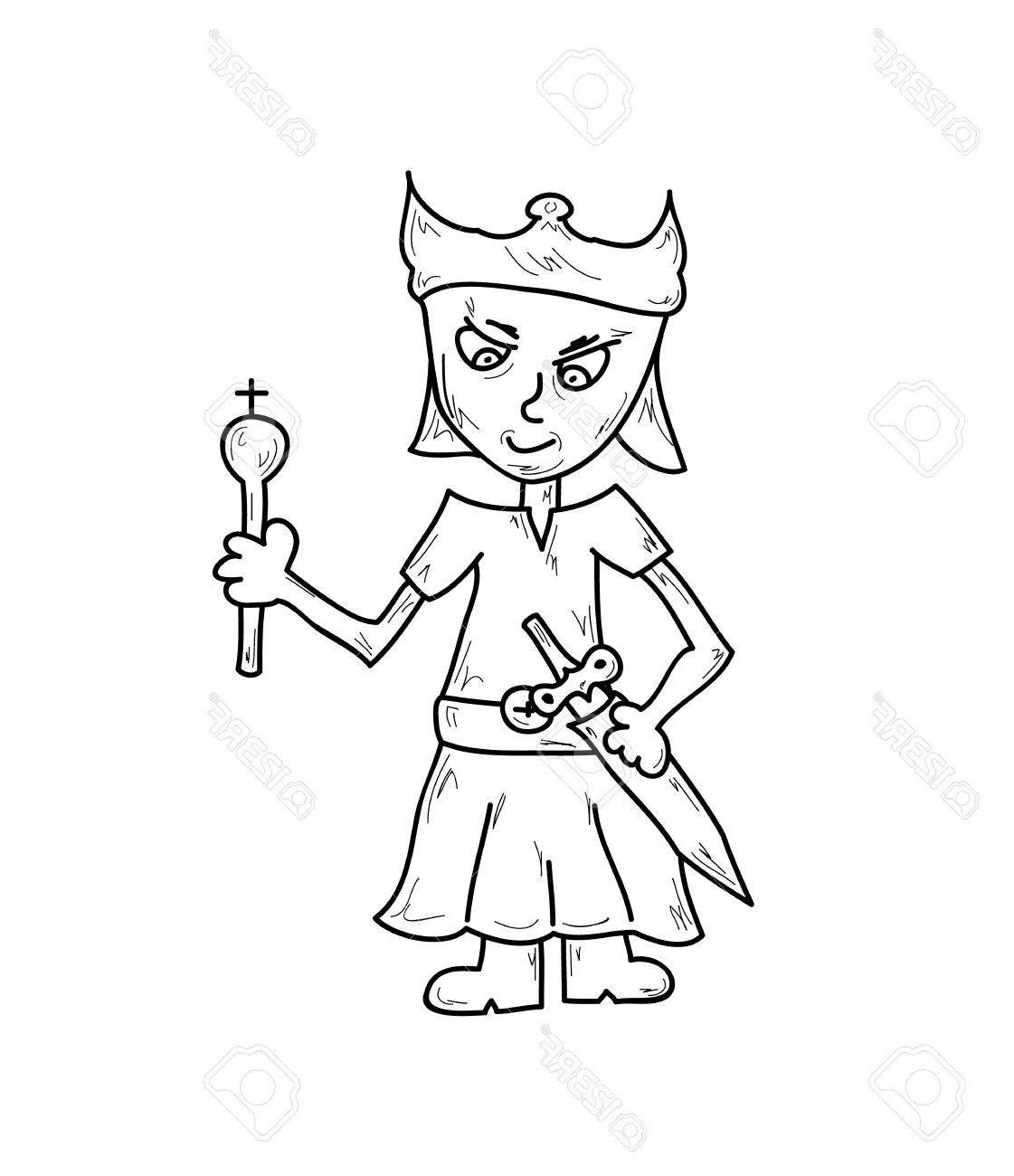 1121x1300 Best 15 Prince With Sword And Crown Vector Isolated Sketch Stock