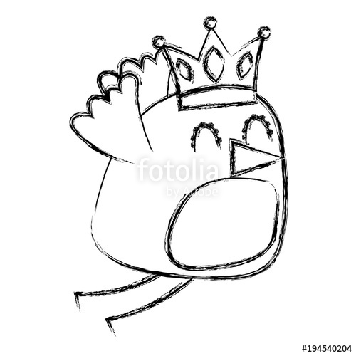 500x500 Beauty Bird With Crown Cartoon Vector Illustration Sketch Image