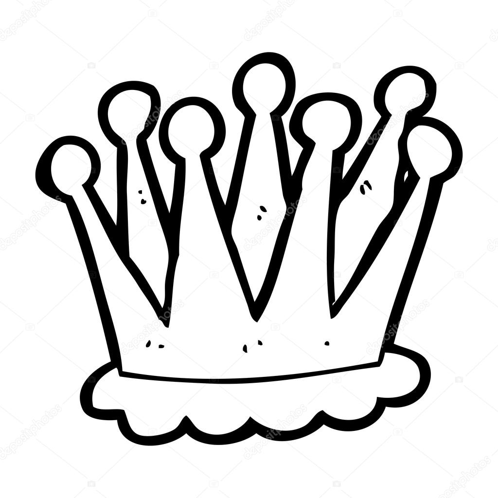 1024x1024 Black And White Cartoon Crown Stock Vector Lineartestpilot