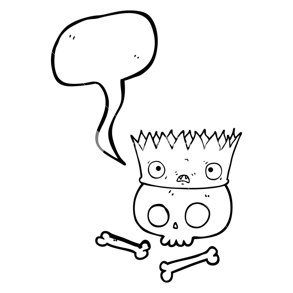 1000x1000 Freehand Drawn Speech Bubble Cartoon Magic Crown On Old Skull