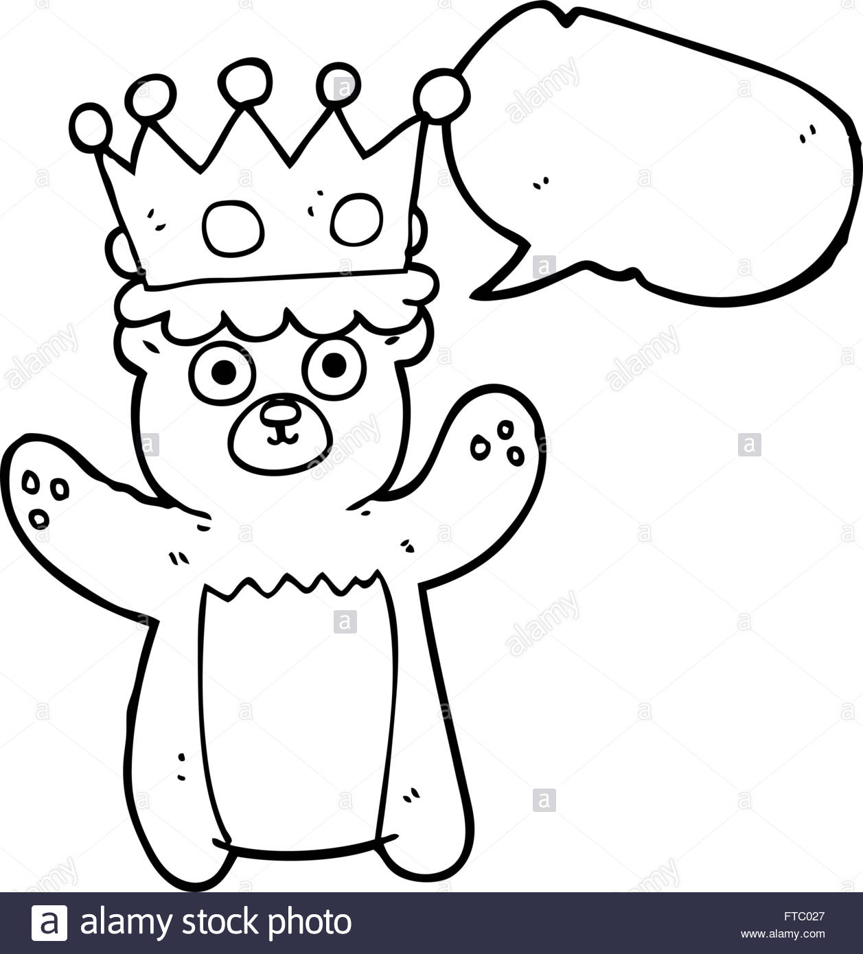 1257x1390 Freehand Drawn Speech Bubble Cartoon Teddy Bear Wearing Crown