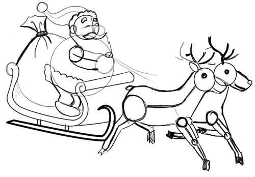 500x348 How To Draw Santa Clause Amp Reindeers And Flying Sleigh