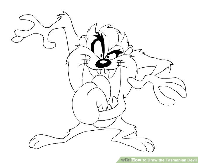677x559 How To Draw The Tasmanian Devil 14 Steps (With Pictures)