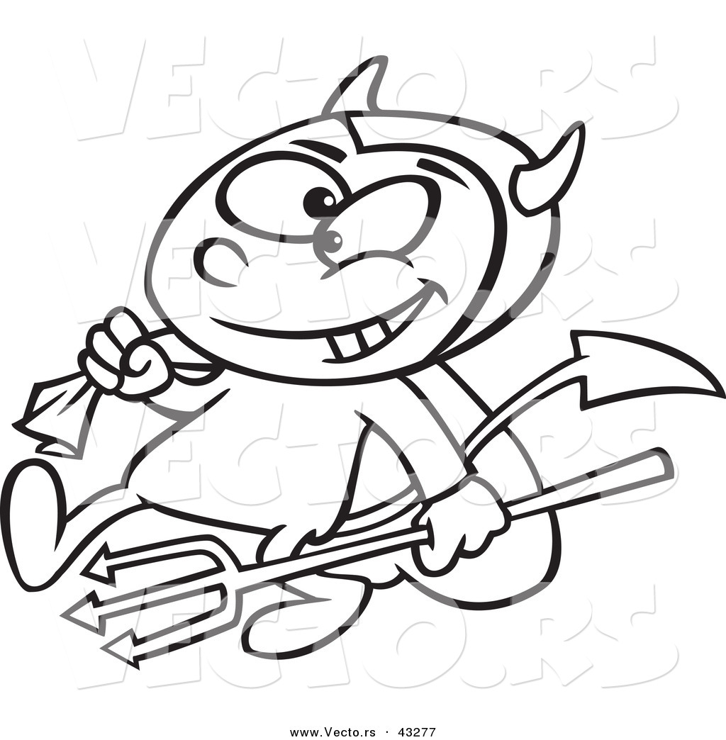 1024x1044 Vector Of A Devil Cartoon Boy Carrying A Candy Sack And Pitchfork