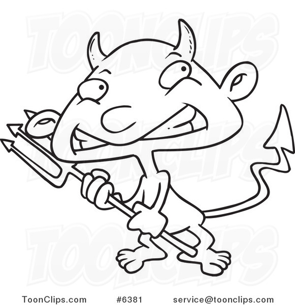 581x600 Cartoon Black And White Line Drawing Of A Boy Devil