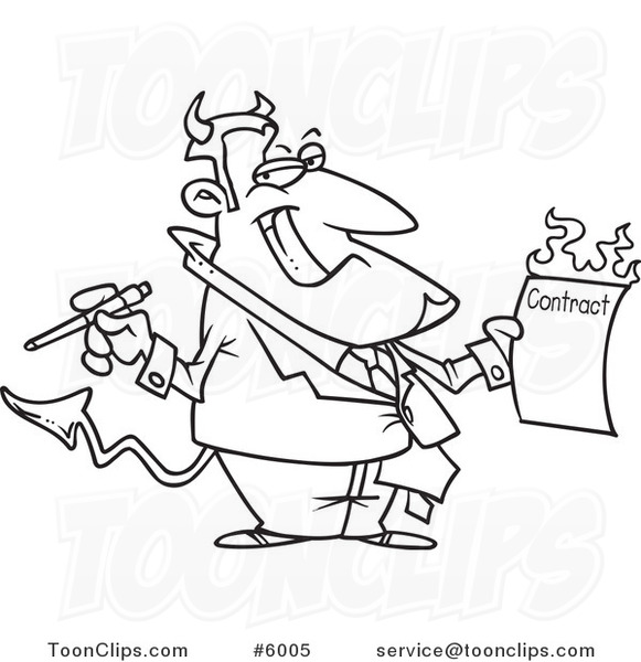 581x600 Cartoon Black And White Line Drawing Of A Devil Holding A Hot