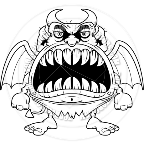 460x460 Cartoon Devil Angry (Black And White Line Art) By Cory Thoman