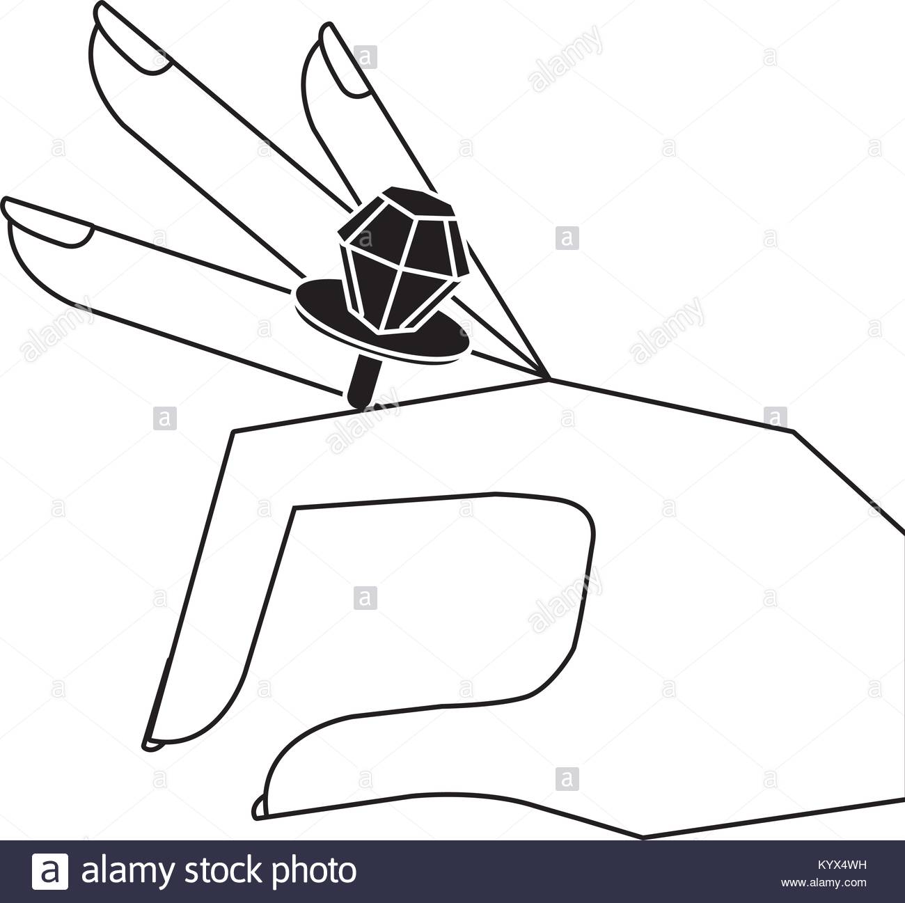 1300x1297 Cartoon Hand With Diamond Ring Image Stock Vector Art