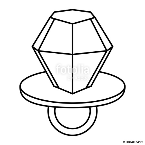 500x500 Diamond Ring Pin Cartoon Isolated On White Vector Illustration