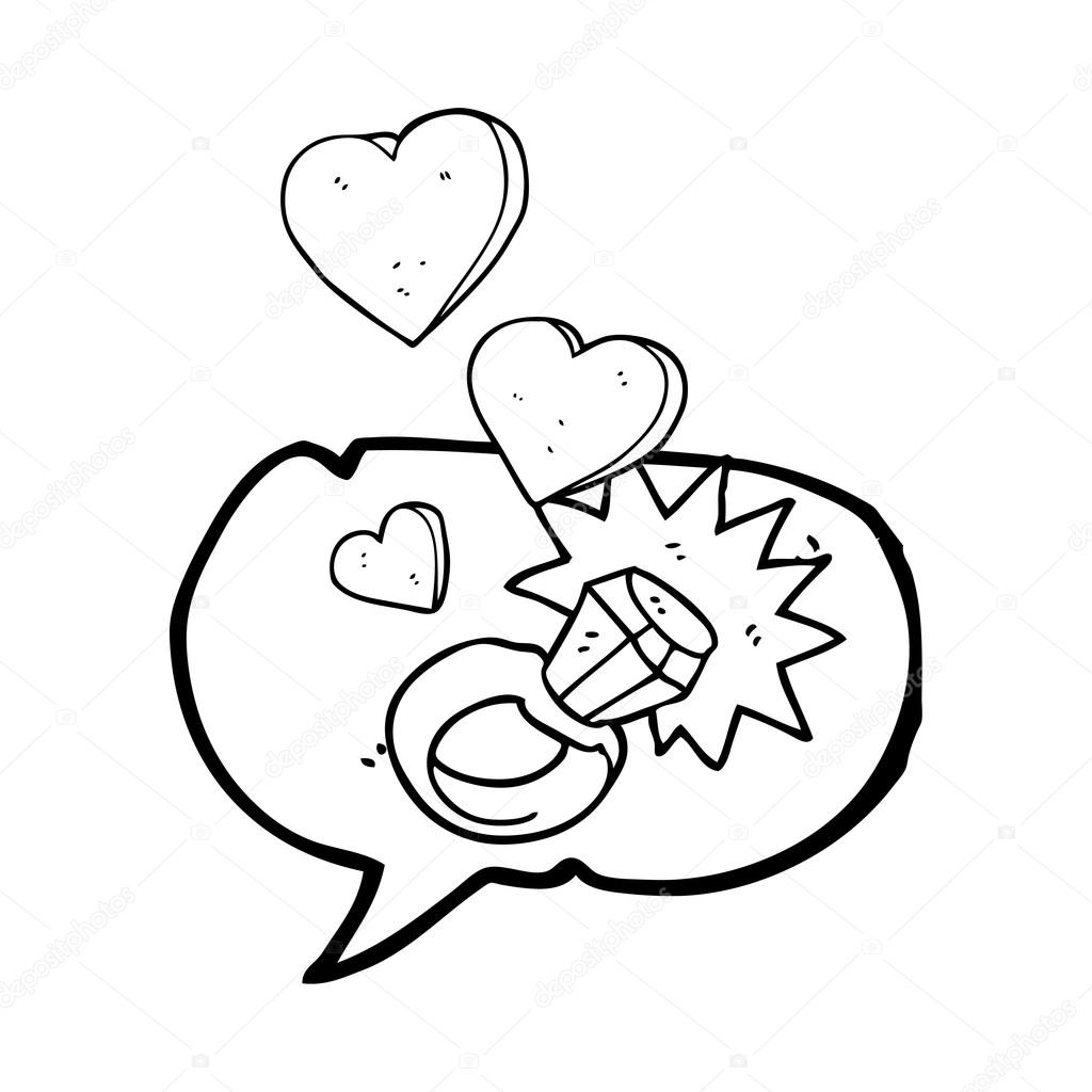 1024x1024 Speech Bubble Cartoon Diamond Engagement Ring Stock Vector