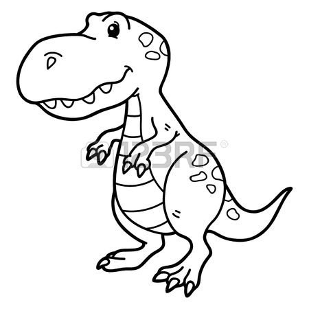 450x450 Vector Illustration Coloring Page Of Happy Cartoon Dinosaur