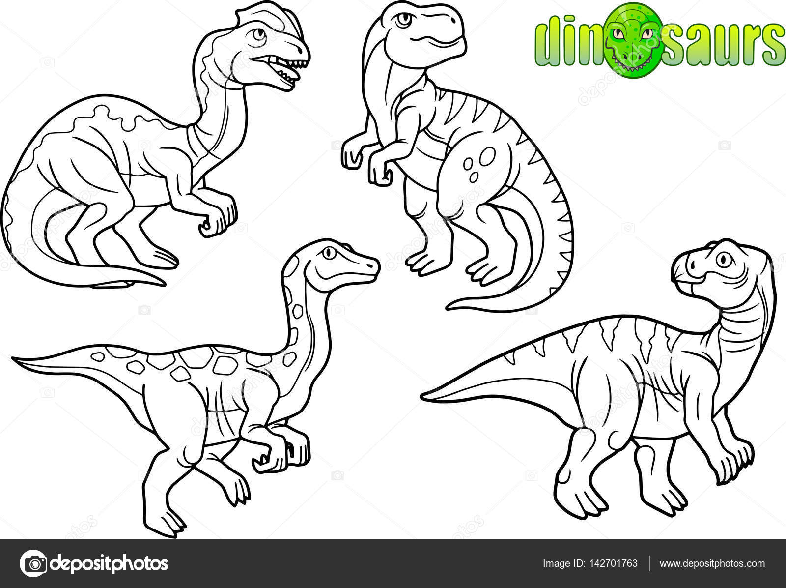 1600x1196 Cartoon Drawings Of Dinosaurs. Stock Vector Fargon
