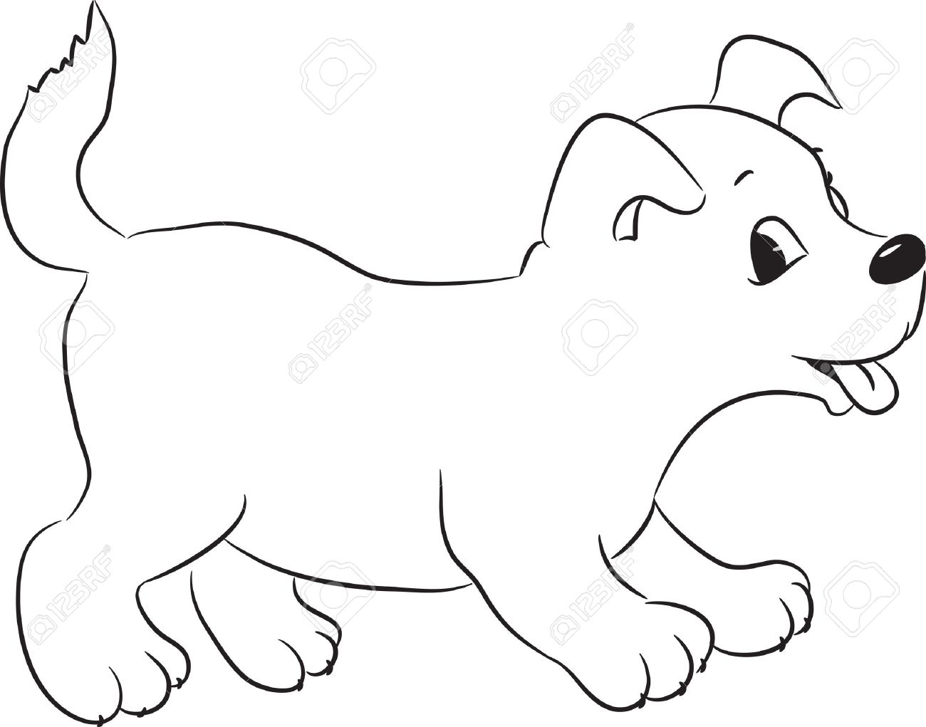 1300x1021 Outlined Cute Cartoon Dog. Vector Illustration. Royalty Free