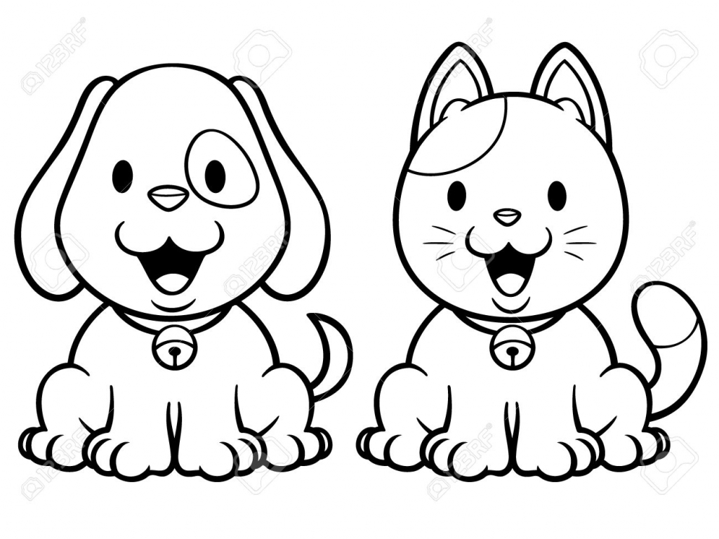 1024x768 Drawing Of Cat And Dog Cartoon Drawings Of Dogs And Cats Vector