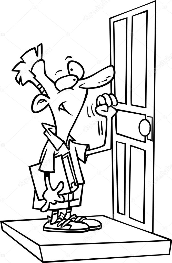 671x1023 Cartoon Door To Door Salesman Stock Vector Ronleishman