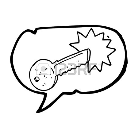 450x450 Freehand Drawn Speech Bubble Cartoon Door Key Royalty Free